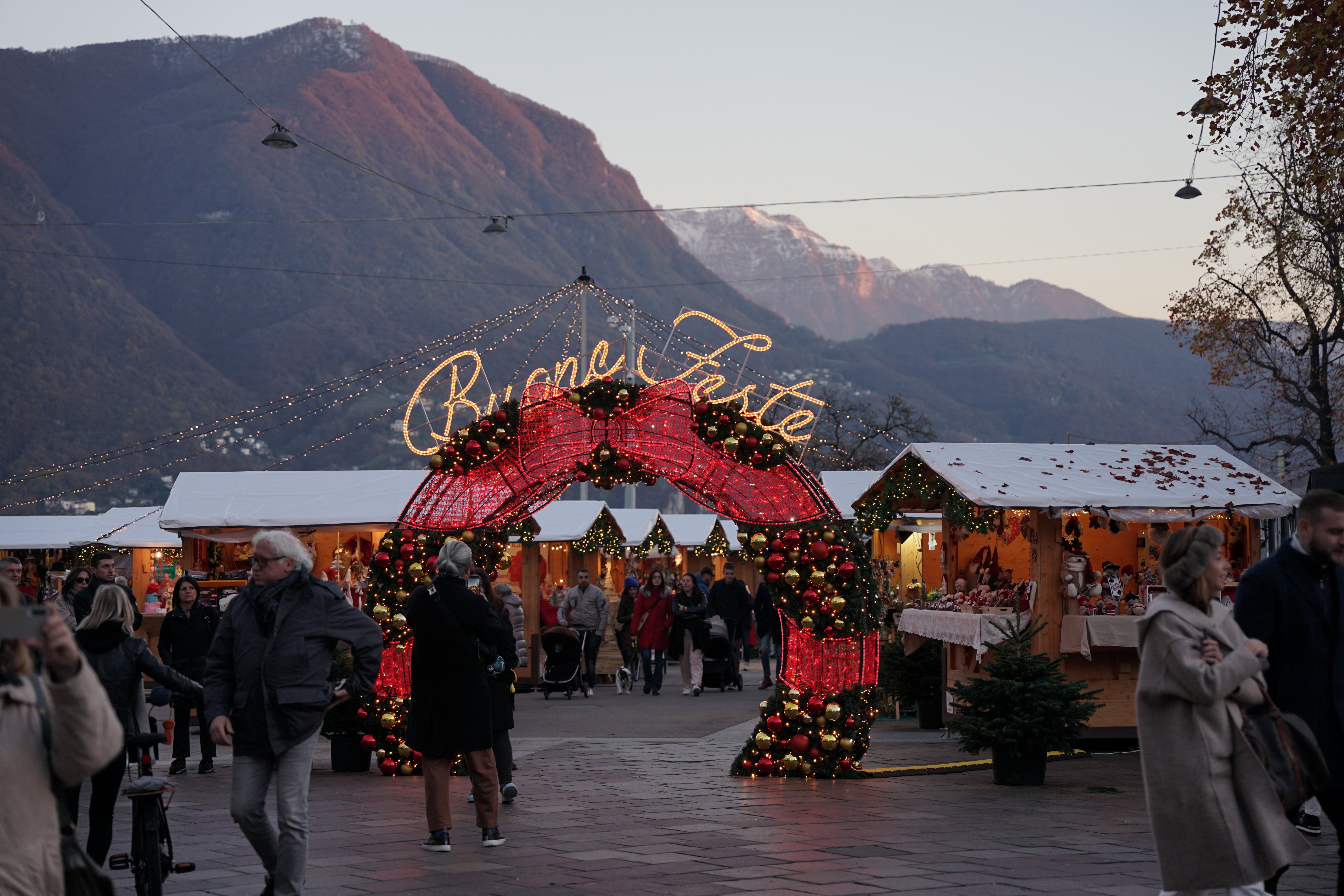 christmas decorations in the city of lugano
