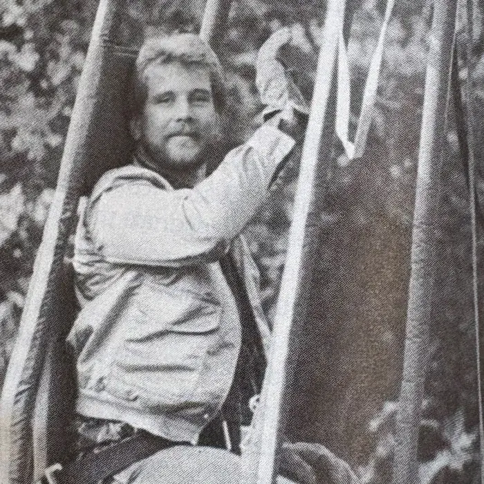 Tim Darrin on a hot air balloon.