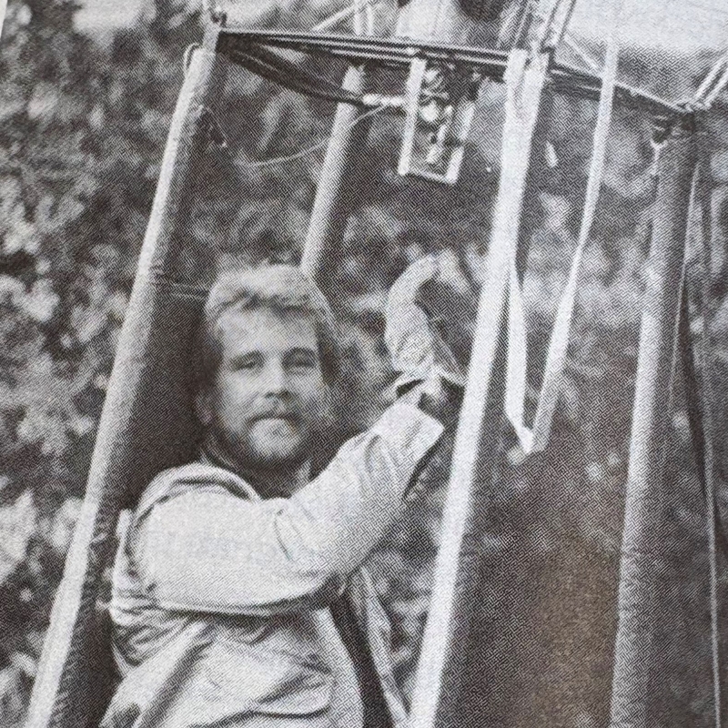 Tim Darrin on a hot air balloon.