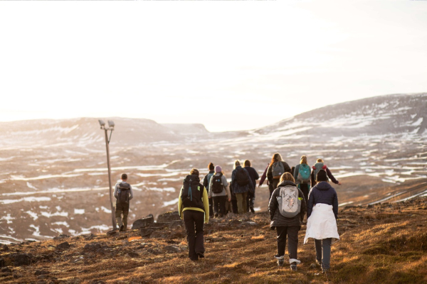 ENV 282T Tourism and the Environment trip to Iceland, students hiking